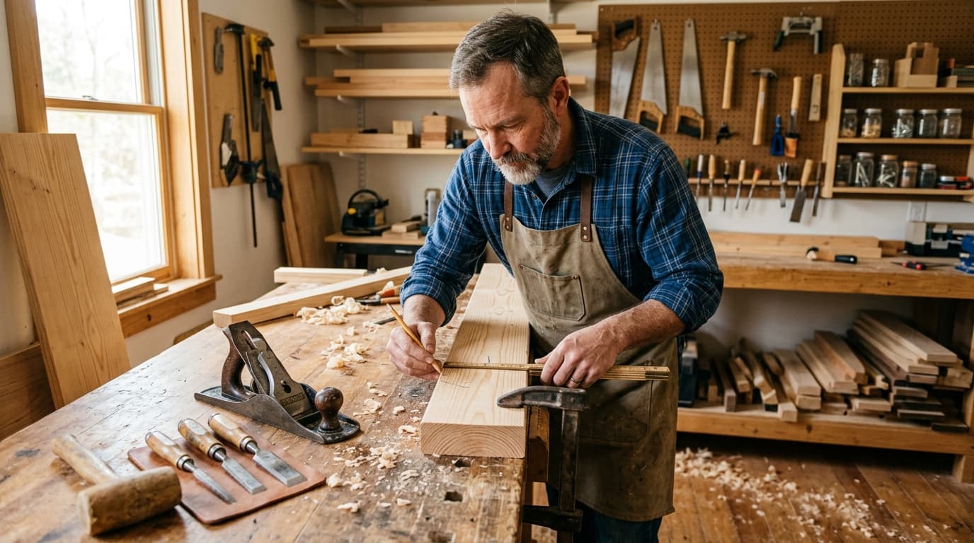 Professional carpenter at work