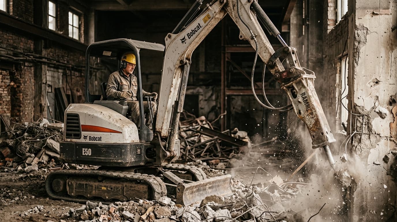 Professional demolition contractor at work