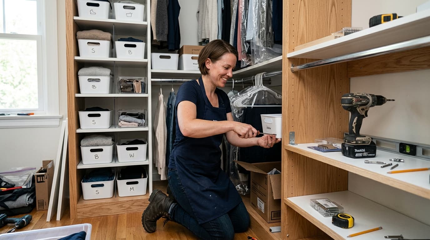 Professional home organizer at work