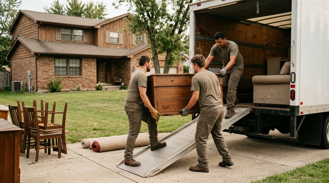 Professional junk removal specialist at work