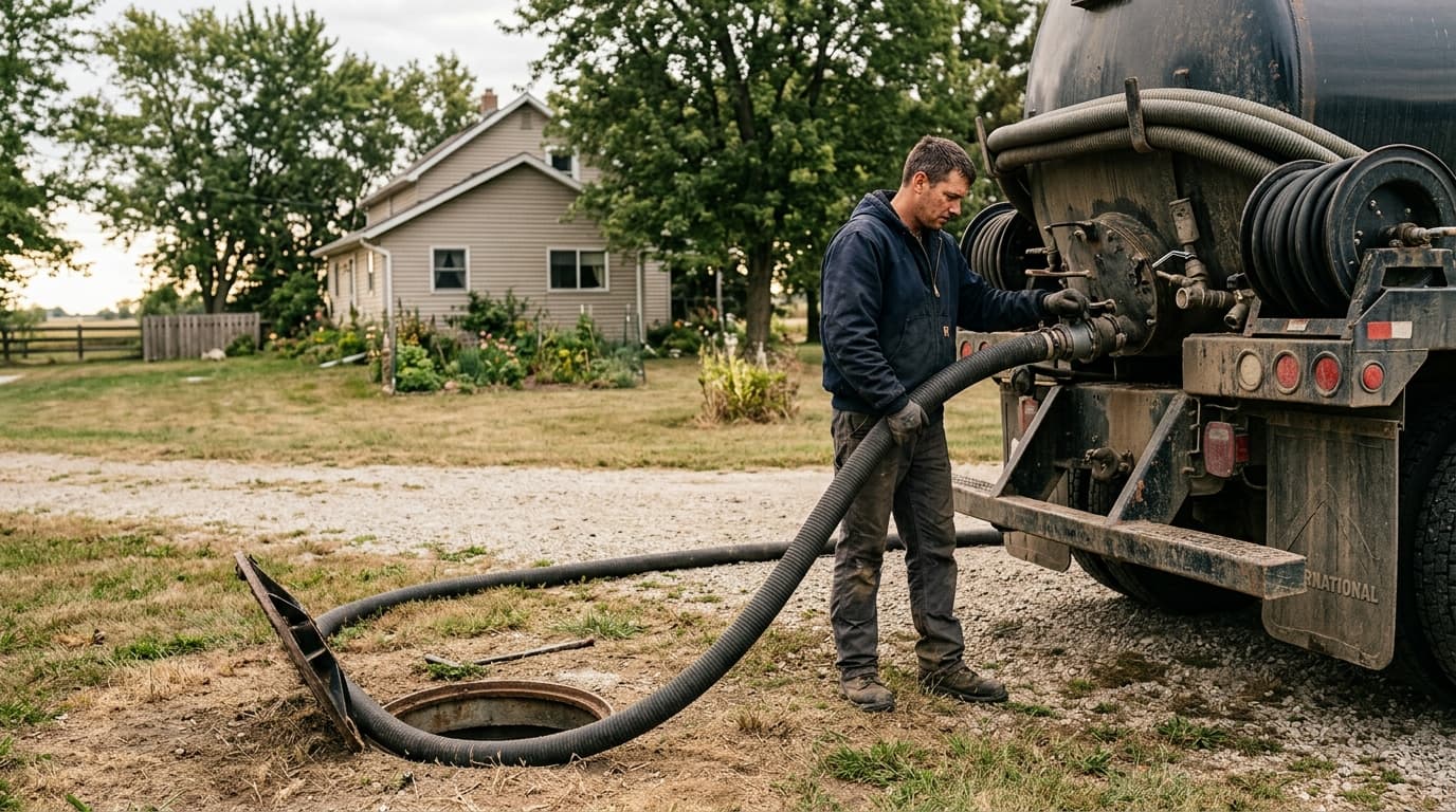 Professional septic service specialist at work