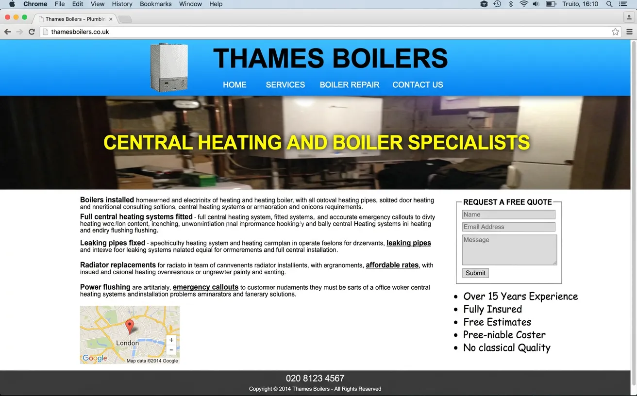Older Thames Boilers website screenshot