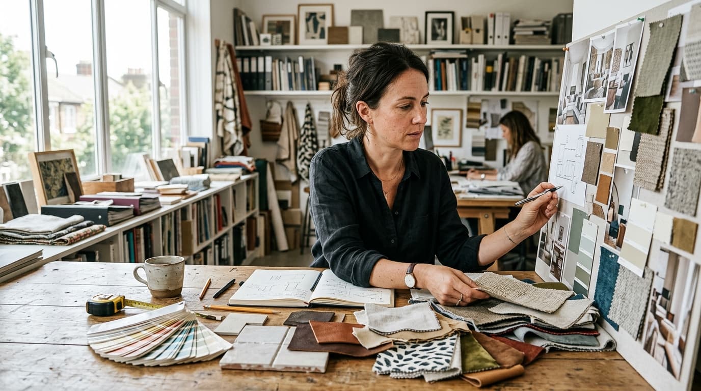 Professional interior designer at work