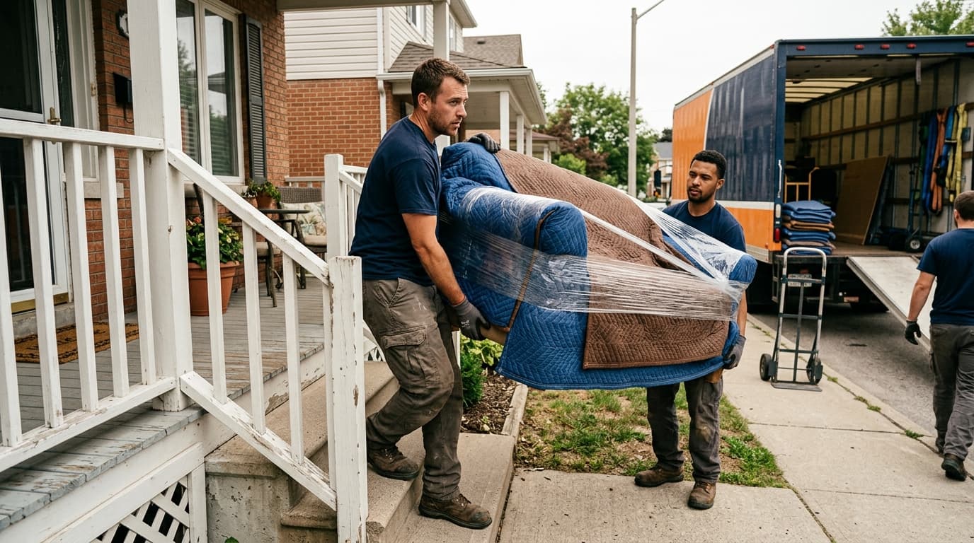 Professional moving company at work